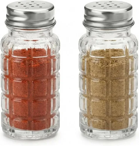 Vista 6 de TOPKITCHEN - Juego de 2 saleros y pimenteros, tarros de vidrio para especias con tapa de acero inoxidable, tarros de condimentos recargables a