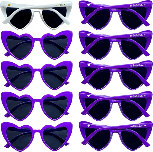 Vista 9 de LADY&HOME 10 pares de lentes de sol en forma de corazón, gafas de sol de despedida de soltera con forma de corazón, suministros para regalos de Azul
