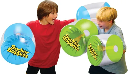 Vista 3 de Socker Boppers Almohadas de Boxeo Inflables - Un Par de Boppers – Transparentes, Caja y Golpe, Vinilo Duradero, Salida Activa Que Ayuda