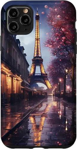 Vista 12 de iPhone 11 Escénica Torre Eiffel París Francia por la noche Bokeh Majestic Case
