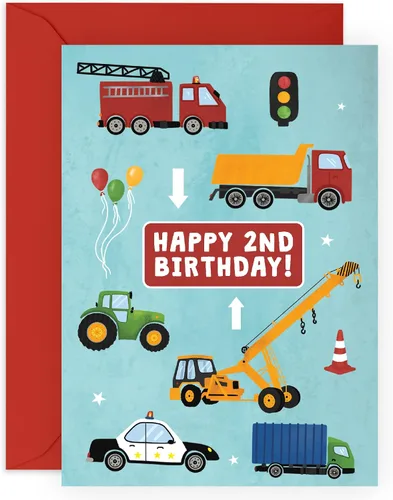 Vista 8 de CENTRAL 23 Tarjeta colorida de primer cumpleaños para niños – Feliz primer cumpleaños – Edad 1 – 1 año – Tarjeta de felicitación de camión y coche