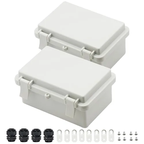 Vista 18 de Zulkit - Caja de conexiones plástico ABS impermeable IP65 - Cajas eléctricas con carcasa con bisagras para exteriores universales - Recinto