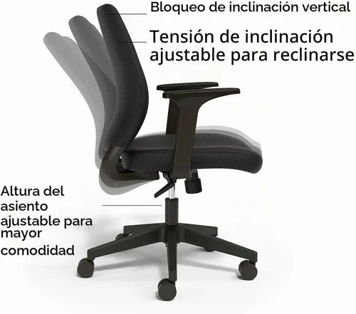 Vista 5 de Staples - Silla ergonómica para tareas, tela, color negro, base giratoria