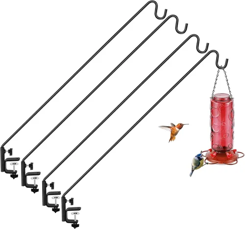 Vista 14 de ERYTLLY Gancho de Riel Extendido para Cerca de Terraza, Gancho para Comedero de Pájaros de Servicio Pesado, Giratorio 360 Grados y Longitud
