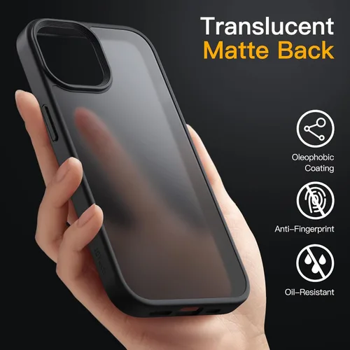 Vista 4 de JETech Funda mate para iPhone 13 de 6.1 pulgadas, a prueba de golpes, protección contra caídas de grado militar, cubierta trasera translúcida