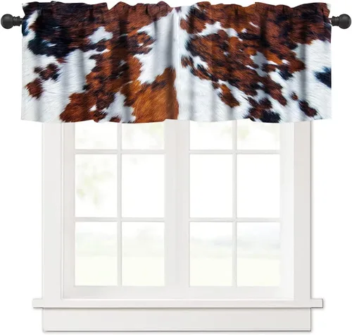 Vista 31 de Cenefa de ventana de gallo de Western Farm, pollo, girasol, retro, con estampado de cuadrícula de búfalo amarillo, bolsillo para barra, tratamientos