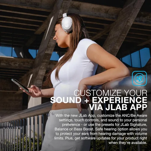 Vista 5 de JLab Auriculares inalámbricos JBuds Lux ANC, Cloud White, cancelación activa híbrida de ruido, sonido personalizable, compatible con audio espacial