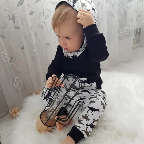 Vista 3 de Conjunto de sudadera con capucha y pantalones, de manga larga, con varios diseños, para bebé o niño