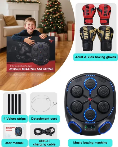 Vista 7 de shroop Máquina de boxeo musical para adultos y niños: entrenador interactivo de perforación Bluetooth montado en la pared, alta sensibilidad