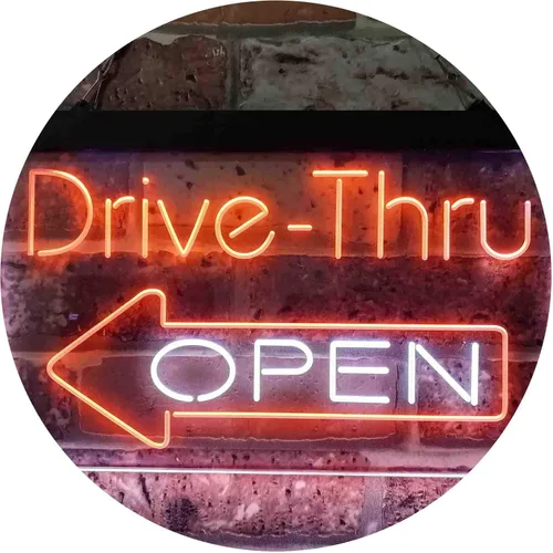 Vista 20 de ADVPRO Drive Thru Open Flecha Izquierda Señal de neón LED de doble color, azul y rojo, 24 x 16 pulgadas st6s64-i3827-br