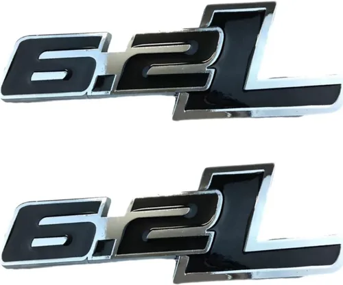 Vista 2 de 2 emblemas de 6.2L con logotipo 3D para el capó, compatible con Silverado 1500 2500HD (negro brillante)
