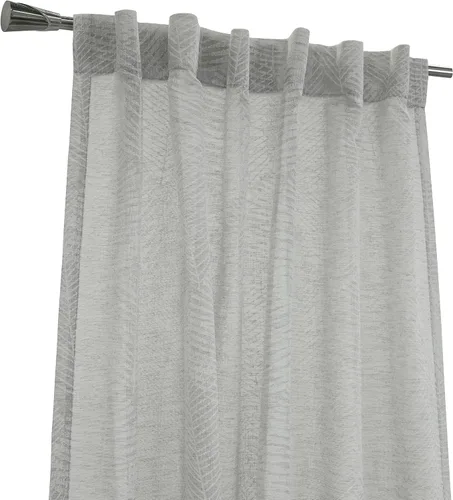 Vista 3 de Loft Living Troy - Cortina estampada de lino sintético con doble cabecera, 52 x 84 pulgadas, color gris