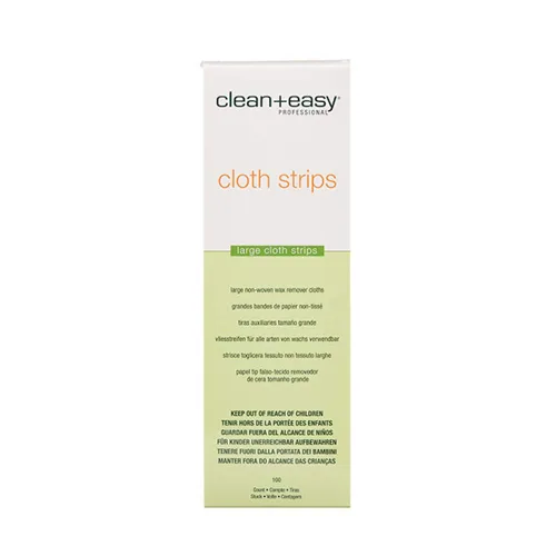 Vista 5 de Clean + Easy Rollo de tiras de cera de tela extra grandes, rollo de depilación no tejido para depilación, tiras de cera de muselina para cuerpo