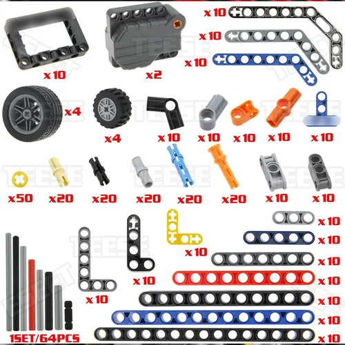 Vista 6 de TEESE 415pcs Beam-Frame-Exles-Pins-Wheel Rebound-Motor, Compatible con Technic-Parts, para STEM-MOC-EV3-Project-Track-Car-Bulk- Bloques