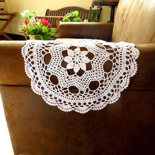Vista 7 de Hetao Manteles individuales ovalados de ganchillo de 11 x 19 pulgadas, hechos a mano, 100% algodón, 2 unidades, beige
