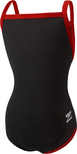 Vista 28 de Speedo Traje de baño de una pieza para niñas Endurance+ Flyback - colores de equipo sólidos para jóvenes Negro/Negro