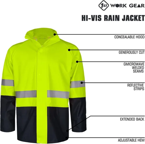 Vista 3 de Traje de lluvia para hombre, chaqueta de trabajo impermeable resistente y pantalones con capucha