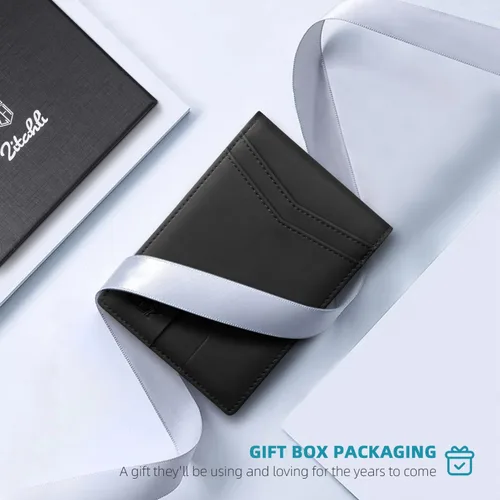 Vista 92 de Zitahli - Carteras delgadas con clip para dinero para hombre, tarjetero minimalista, de cuero, plegable, con bloqueo RFID, cartera de bolsillo