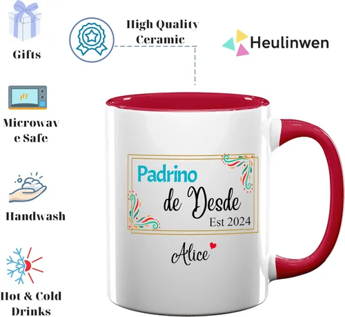 Vista 2 de Bautizo Recuerdos Juego De 2 Tazas 2024, Para Niño, Niña, Propuesta de Regalos de Dios Padrinos De Bautizo Propuesta Set 2 Tazas Café 11Oz, Regalo