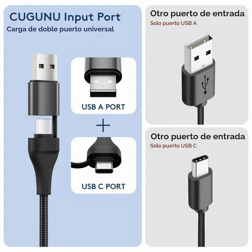 Vista 2 de Cable cargador de viaje portátil múltiple 2 en 2 USB A/C a Galaxy Watch/USB