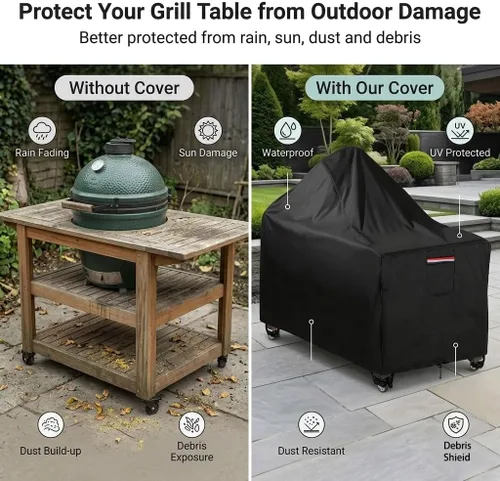 Vista 4 de [Usado] Fundas grandes para huevos verdes para parrilla de cerámica Kamado de 60 pulgadas, cubierta de mesa de huevos verdes grandes