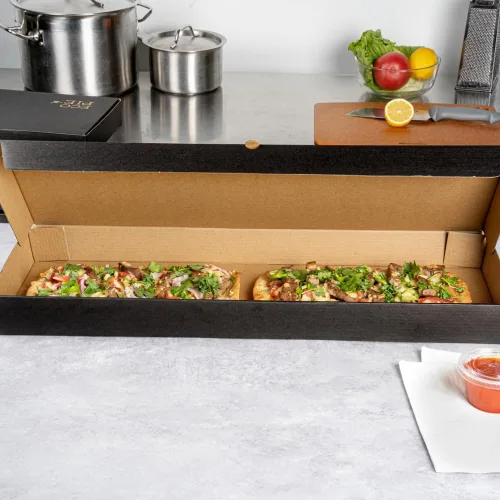 Vista 147 de Restaurantware - Cajas para pizza, 50 unidades, 14 x 7 x 1.5 pulgadas, embalaje de papel de cartón corrugado con bloqueo de pestañas, resistente a
