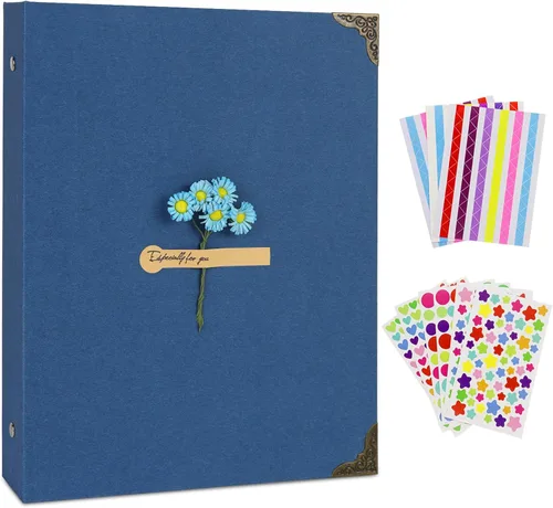 Vista 18 de ZEEYUAN Álbum de recortes de cuero DIY para manualidades, 60 páginas, regalos del día de la madre para mamá, álbum de fotos, diario de viaje