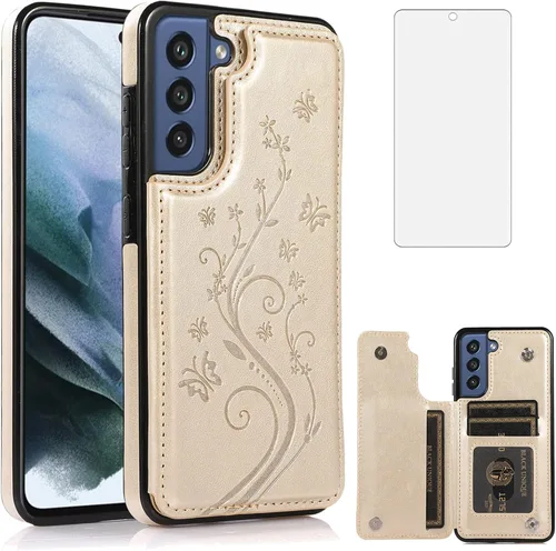 Vista 11 de Funda de teléfono para Samsung Galaxy S21 FE Gaxaly S 21 FE 5G con protector de pantalla de vidrio templado, tarjetero con soporte para tarjetero