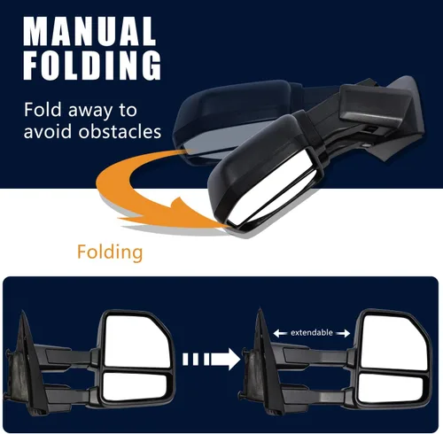 Vista 6 de AERDM Nuevo par de espejos de remolque con carcasa negra, compatible con Ford F150 2015 2016 2017 2018 2019 2020 Ford F150 Pickup Truck Retrovisores