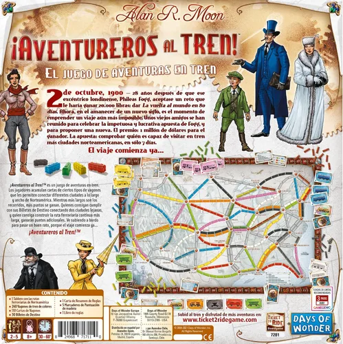 Vista 2 de ¡Aventureros al Tren! Juego de Mesa - Aventura Ferroviaria, Juego de Estrategia y Diversión para Adultos y Familia, A Partir de 8 Años, 2-5