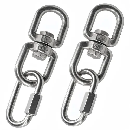 Vista 6 de Grilletes giratorios - Acero inoxidable 304, 4 ganchos giratorios M4 de doble ojo con 2 ganchos a presión para ganchos de plantas, correas de perro