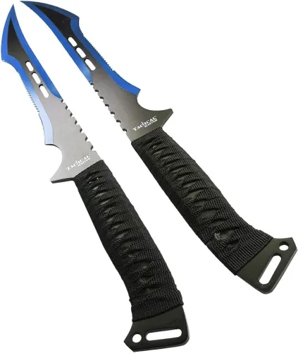 Vista 2 de juego de 2 machetes tácticos de 27 pulgadas / 68.58 cm., espada ninja, espada doble Katana Full Tang para colección, regalo, campamento, deportes al
