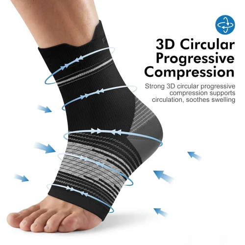 Vista 4 de Calcetines para fascitis plantar (6 pares) para hombres y mujeres, mangas de compresión para pies con soporte de arco y tobillo