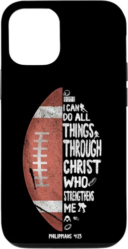 Vista 27 de iPhone 13 I can do all things through Christ Philippians 4:13 - Funda de fútbol