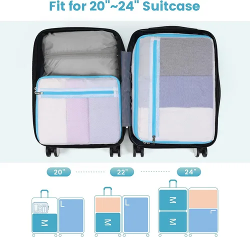 Vista 9 de Cambond Cubos de embalaje de malla de doble uso, bolsa de lavandería Cubos de embalaje transparentes para viajes, bolsas de lavandería de malla