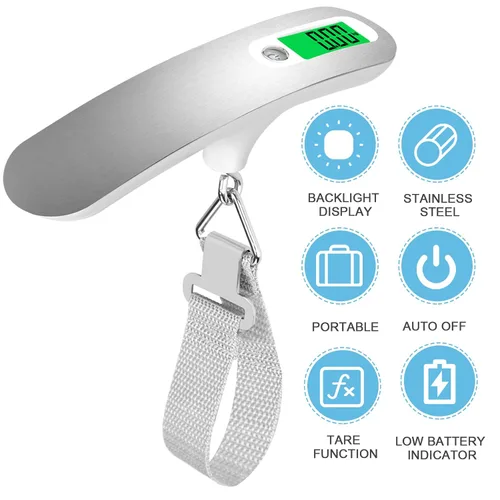 Vista 2 de Báscula de equipaje de alta precisión báscula de equipaje portátil para maleta, báscula digital de mano electrónica de 110 libras110.2 lbs