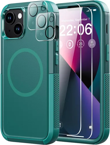 Vista 30 de Diverbox Funda para iPhone 13 [compatible con MagSafe] [con protector de pantalla] [a prueba de golpes] [a prueba de caídas] Funda de protección