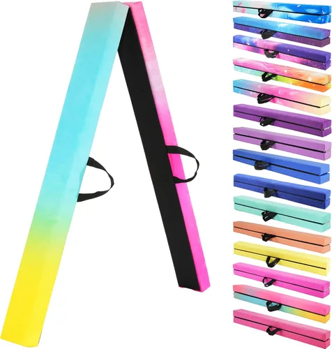 Vista 19 de FC FUNCHEER - Viga de equilibrio plegable, viga de suelo para gimnasia, equipo de gimnasia para niños, base de madera, fondo antideslizante y bolsa