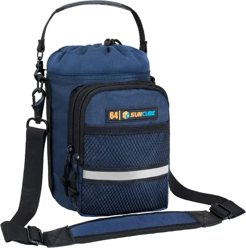 Vista 10 de SUN CUBE Portabidón de agua con correa, bolsa aislada para botella de agua con bolsillo para teléfono, soporte cruzado para botella para caminar