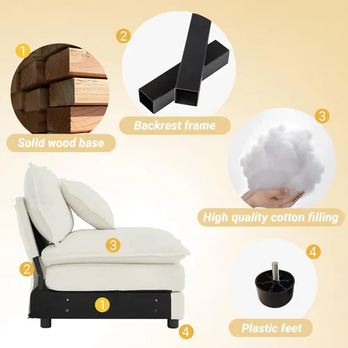 Vista 5 de Sofá modular de felpilla de 111.4 pulgadas, moderno juego de sofá de 3 asientos con asiento profundo, cómodo sofá nube con cojín de espuma doble