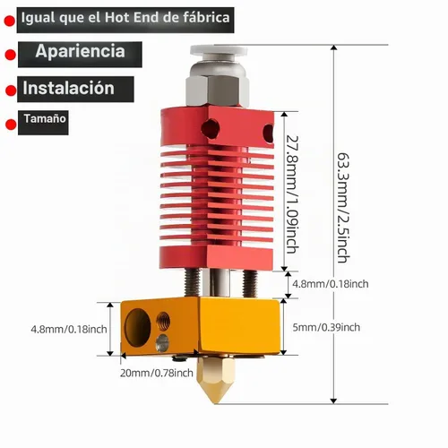 Vista 3 de 5Aplusreprap Ender 3 Hotend Upgrade: Termistor de Espárrago M3, Reemplazo Rápido, Compatible con Creality Ender 3 V2/Pro, Reemplazo de Hotend J-Head