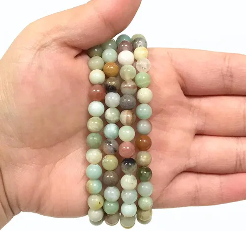 Vista 465 de Gem Avenue Handmade Round Bead Stretch Bracelet Unisex Natural Stone Beaded Jewelry for Men & Women, Elastic Wristband for Daily Wear