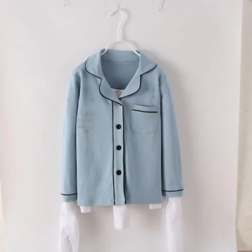 Vista 2 de Mallimoda Conjunto de pijama de algodón para niños, pijamas de manga larga con botones