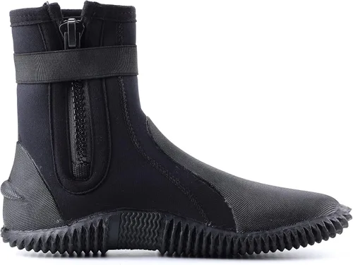 Vista 2 de Botas de buceo de neopreno con cremallera de alta calidad de 0.118 in y 0.197 in con suela antideslizante para deportes acuáticos, buceo, esnórquel