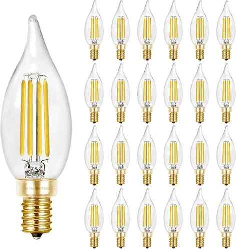 Vista 13 de Hizashi Bombilla de candelabro E12 de 40 W, bombillas LED de candelabro regulables CRI 90+, 4 W, 450 lm, 5000 K, luz blanca diurna, punta de llama