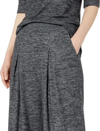 Vista 3 de Daily Ritual Pantalón de pierna ancha plisado de punto acogedor para mujer