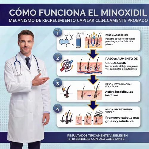 Vista 5 de Minoxidil 5% para hombres (4.1 fl oz), spray avanzado de minoxidil con provitamina B5 y extracto de semilla de ricino, suero de extracto