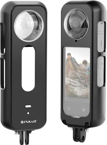 Vista 8 de PULUZ Funda protectora de metal + protectores de lente para Insta360 X3, carcasa antiarañazos y protector de lente impermeable de alta transmisión