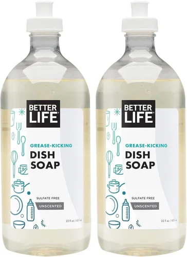Vista 7 de Better Life Jabón para platos sin sulfato, resistente a la grasa y suave para las manos, granada, 22 onzas