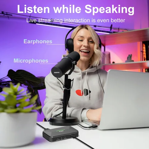 Vista 4 de King Ma Tarjeta de captura de video, 1080P 60HZ USB C a USB 3.0 Tarjeta de captura de audio HD Tarjeta de captura de juegos para TikTok Live